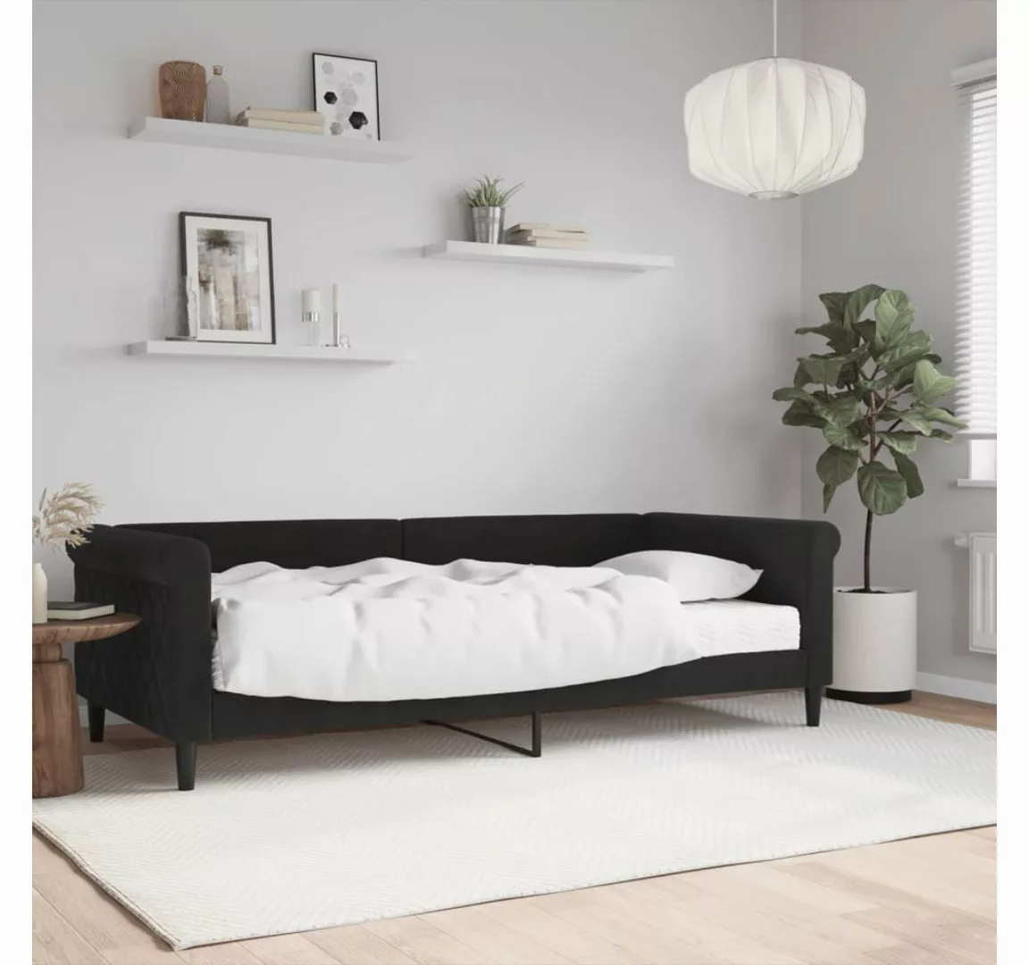 vidaXL Gästebett Gästebett Tagesbett mit Matratze Schwarz 90x200 cm Samt Be günstig online kaufen