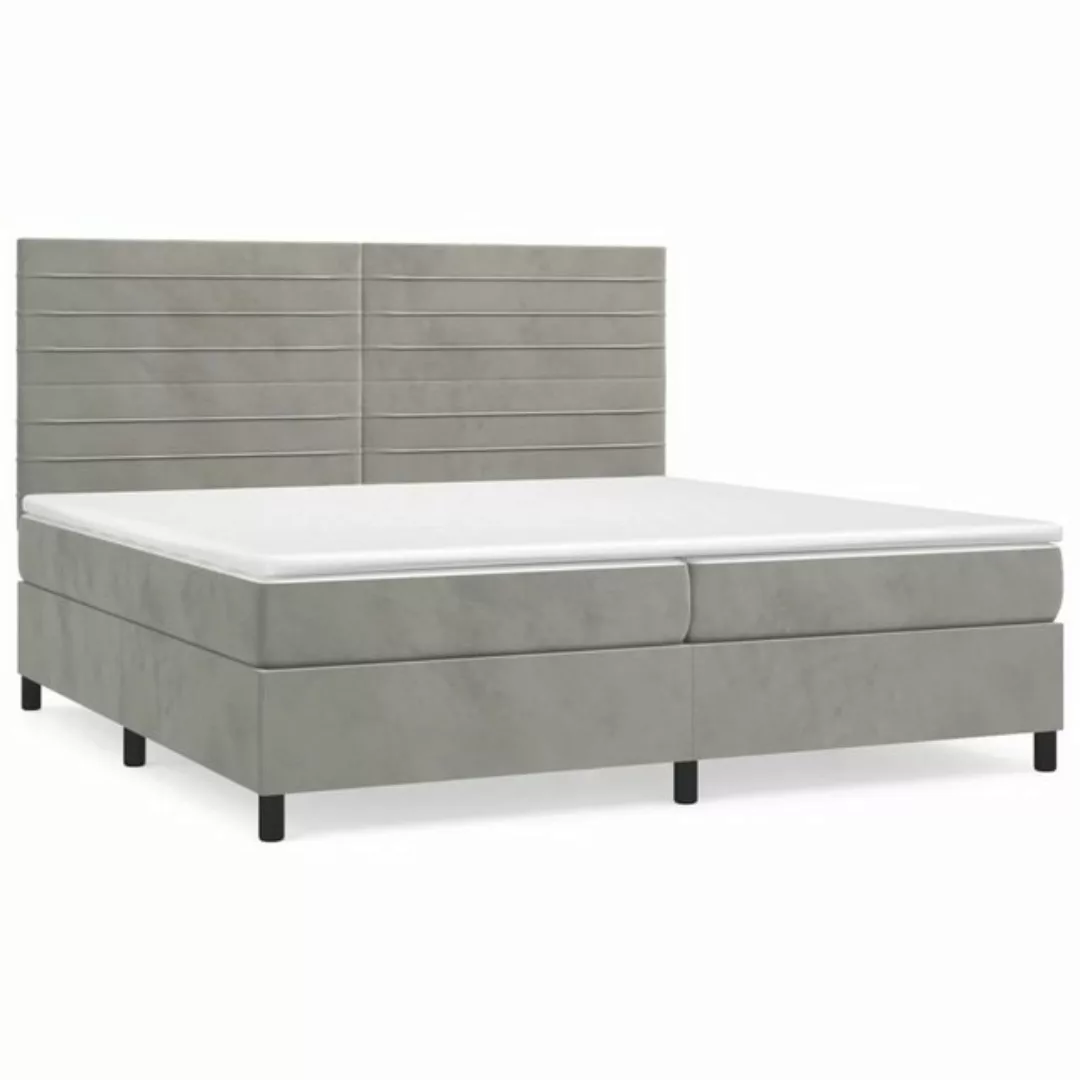 furnicato Bett Boxspringbett mit Matratze Hellgrau 200x200 cm Samt günstig online kaufen