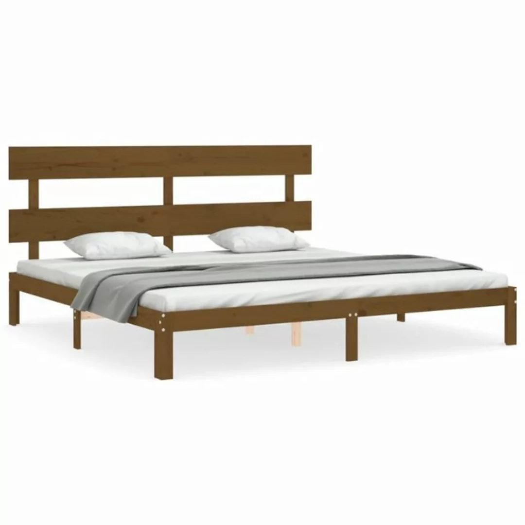 vidaXL Bett Massivholzbett mit Kopfteil Honigbraun 200x200 cm günstig online kaufen