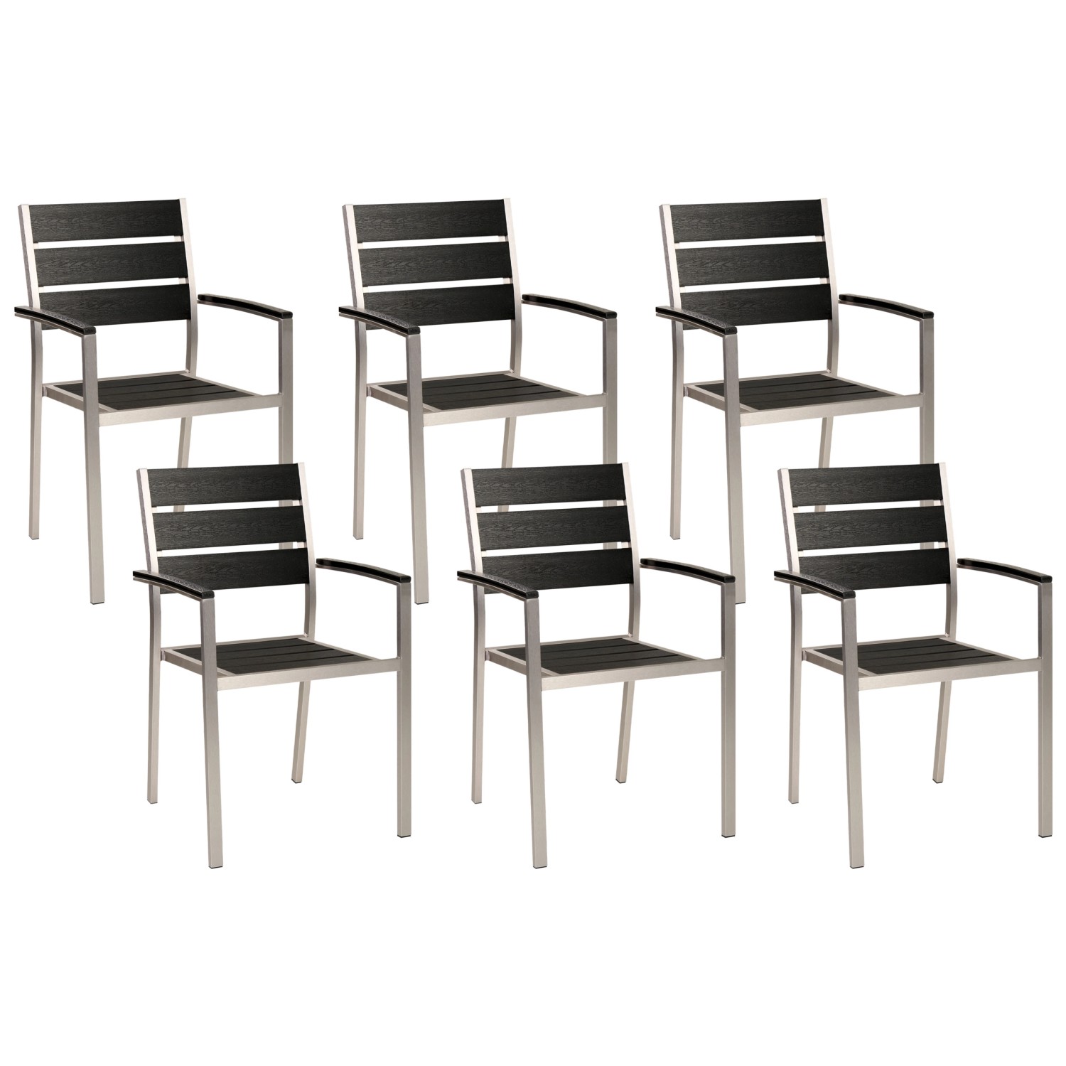 Beliani Gartenstuhl Schwarz Silber 57x54x88 günstig online kaufen