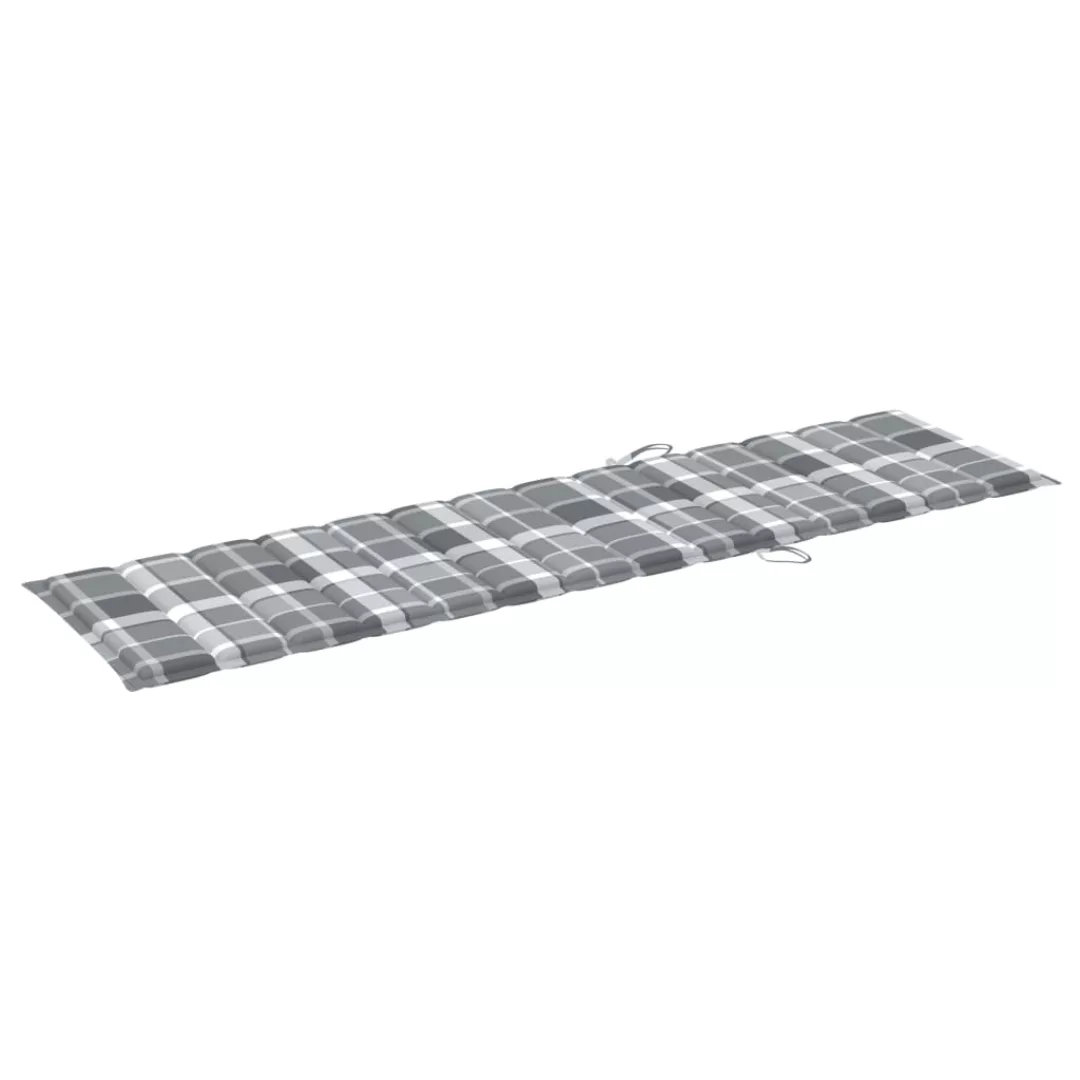 Sonnenliegen-auflage Grau Karomuster 200x50x4 Cm Stoff günstig online kaufen