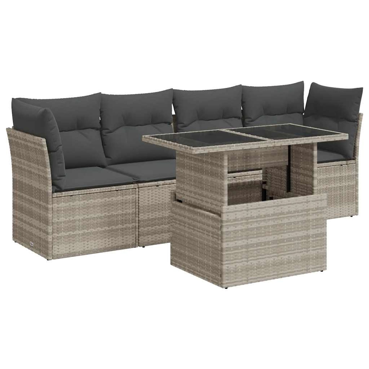 vidaXL 5-Tlg Garten-Sofagarnitur mit Kissen Hellgrau Poly Rattan 3326093 günstig online kaufen