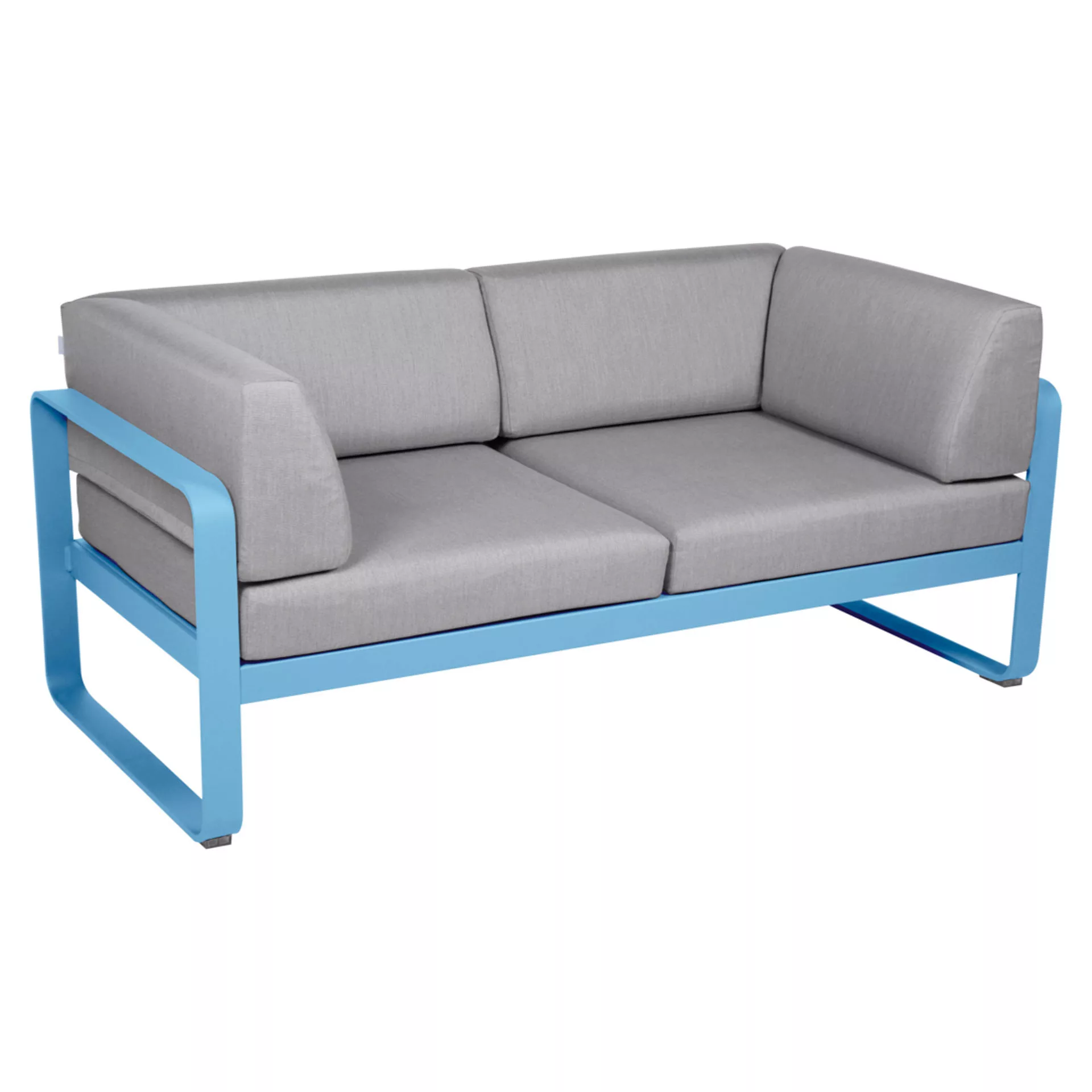 Bellevie 2-Sitzer Club Sofa E1 Maya-Blau 79 Flanellgrau günstig online kaufen