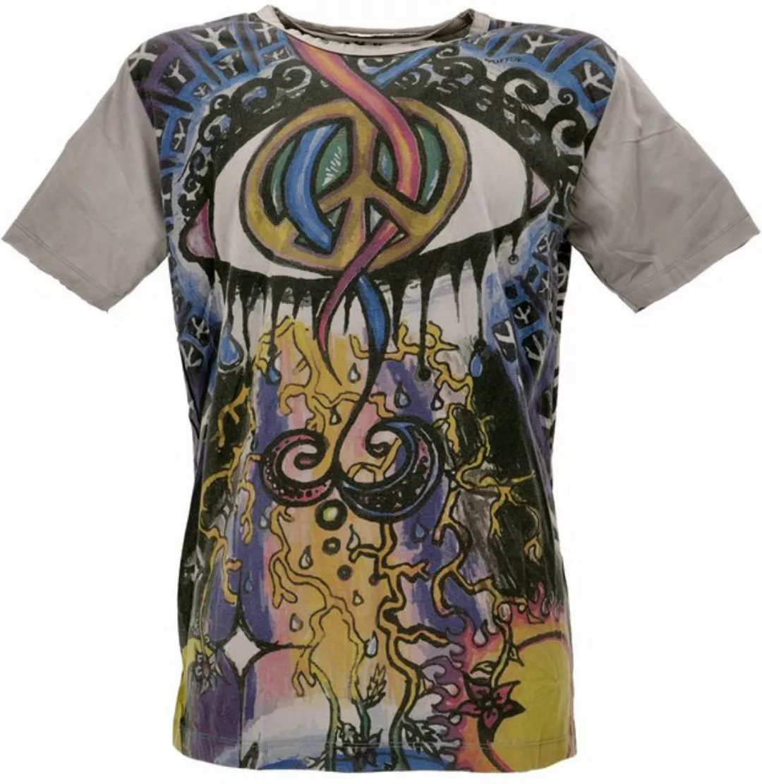 Guru-Shop T-Shirt Mirror T-Shirt - Peace grau Goa Style, Festival, alternat günstig online kaufen