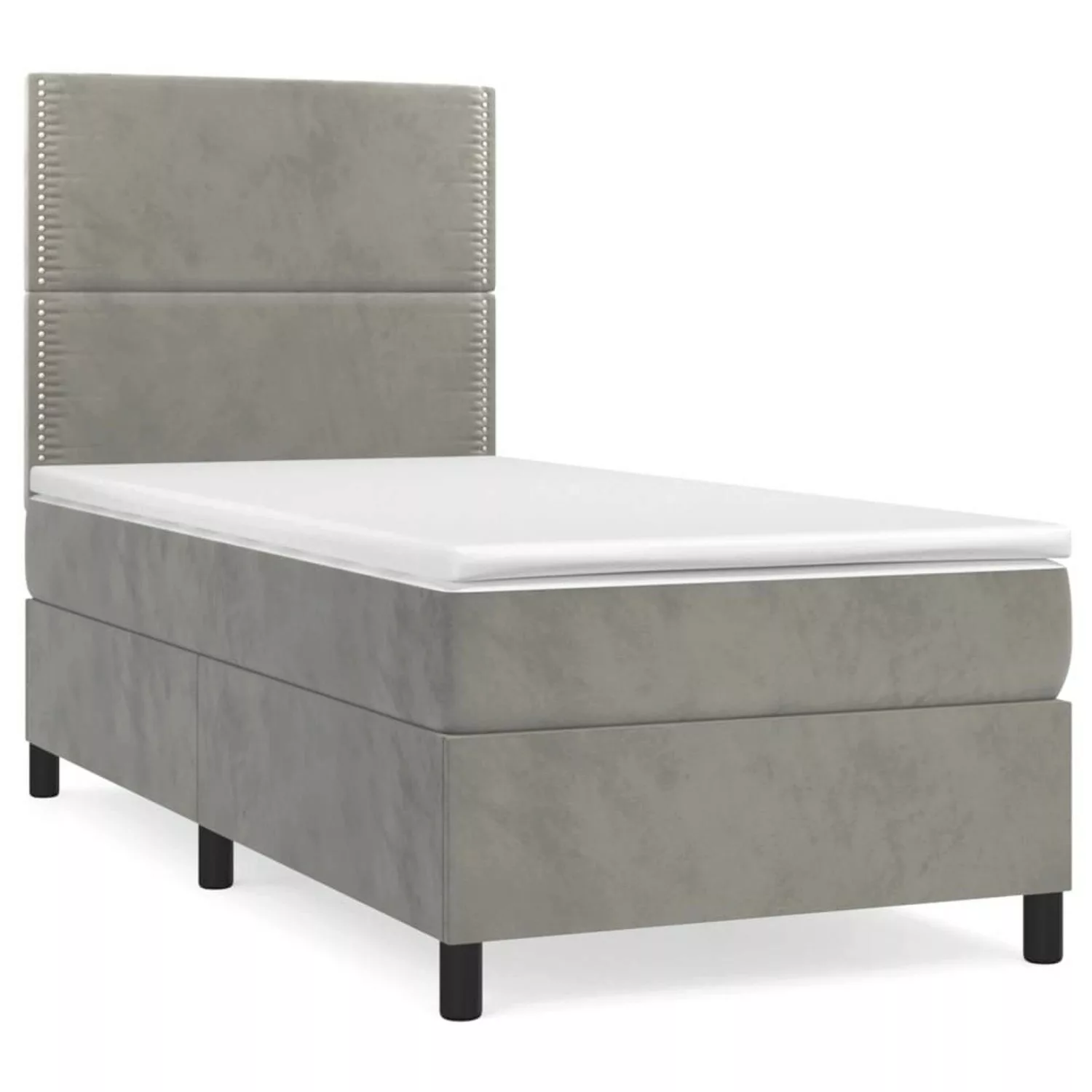 Vidaxl Boxspringbett Mit Matratze Hellgrau 90x200 Cm Samt günstig online kaufen