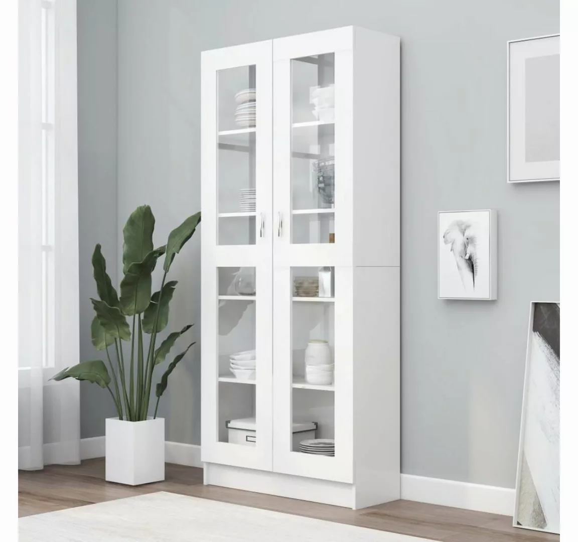 furnicato Vitrine Vitrinenschrank Weiß 82,5x30,5x185,5 cm Holzwerkstoff günstig online kaufen