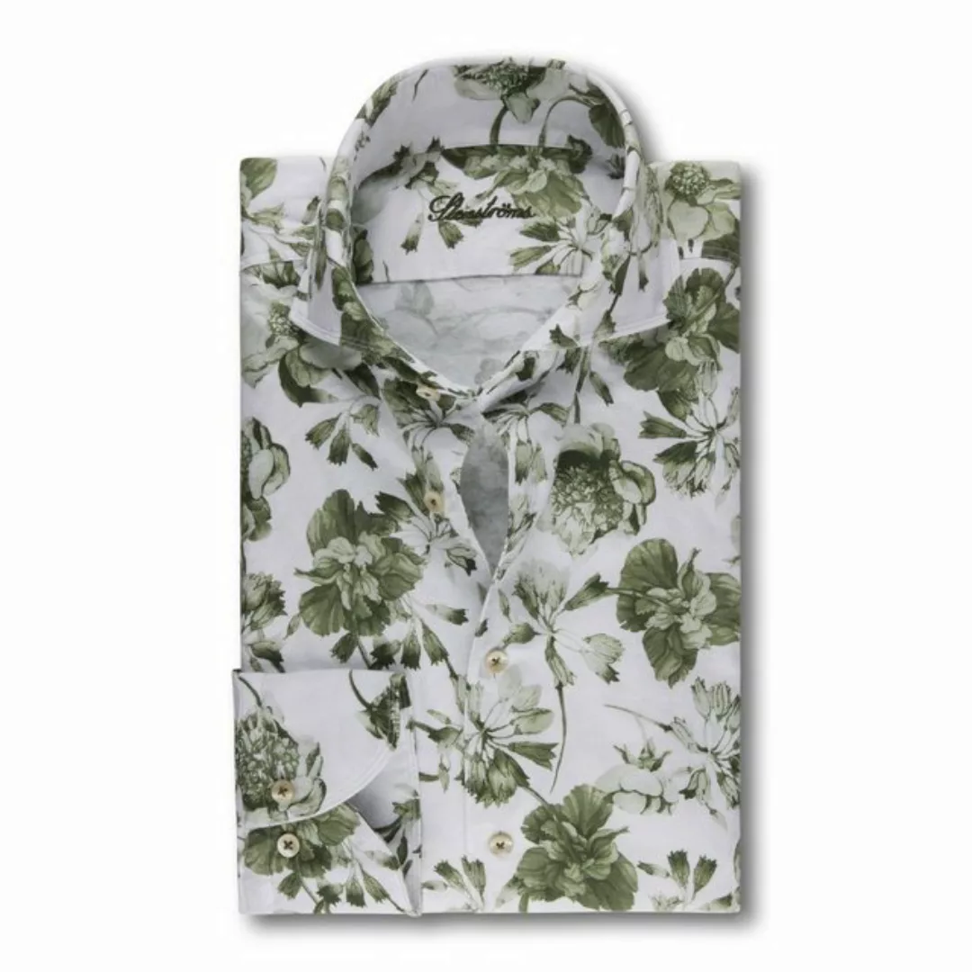Stenströms Langarmhemd Legeres, grünes Oxford-Hemd mit Blumenmuster günstig online kaufen