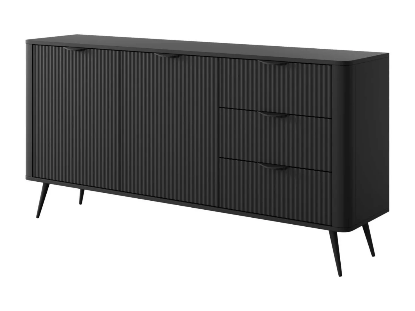 Sideboard mit 2 Türen & 3 Schubladen - MDF - Schwarz - ELONARIA von Pascal günstig online kaufen