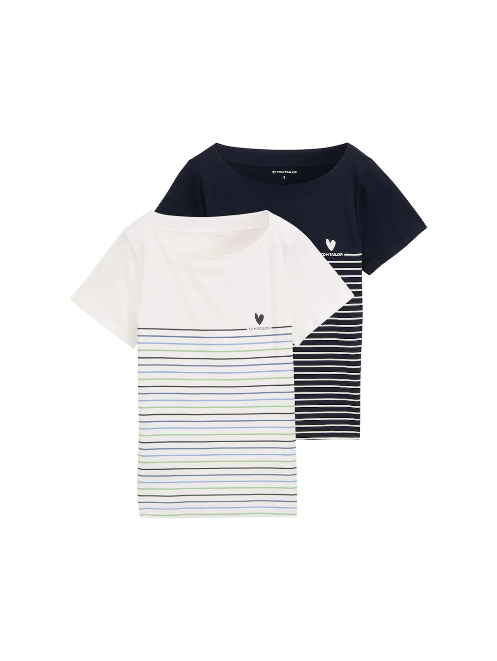 TOM TAILOR Print-Shirt, (2 tlg.), mit Streifen- und Logoprint günstig online kaufen
