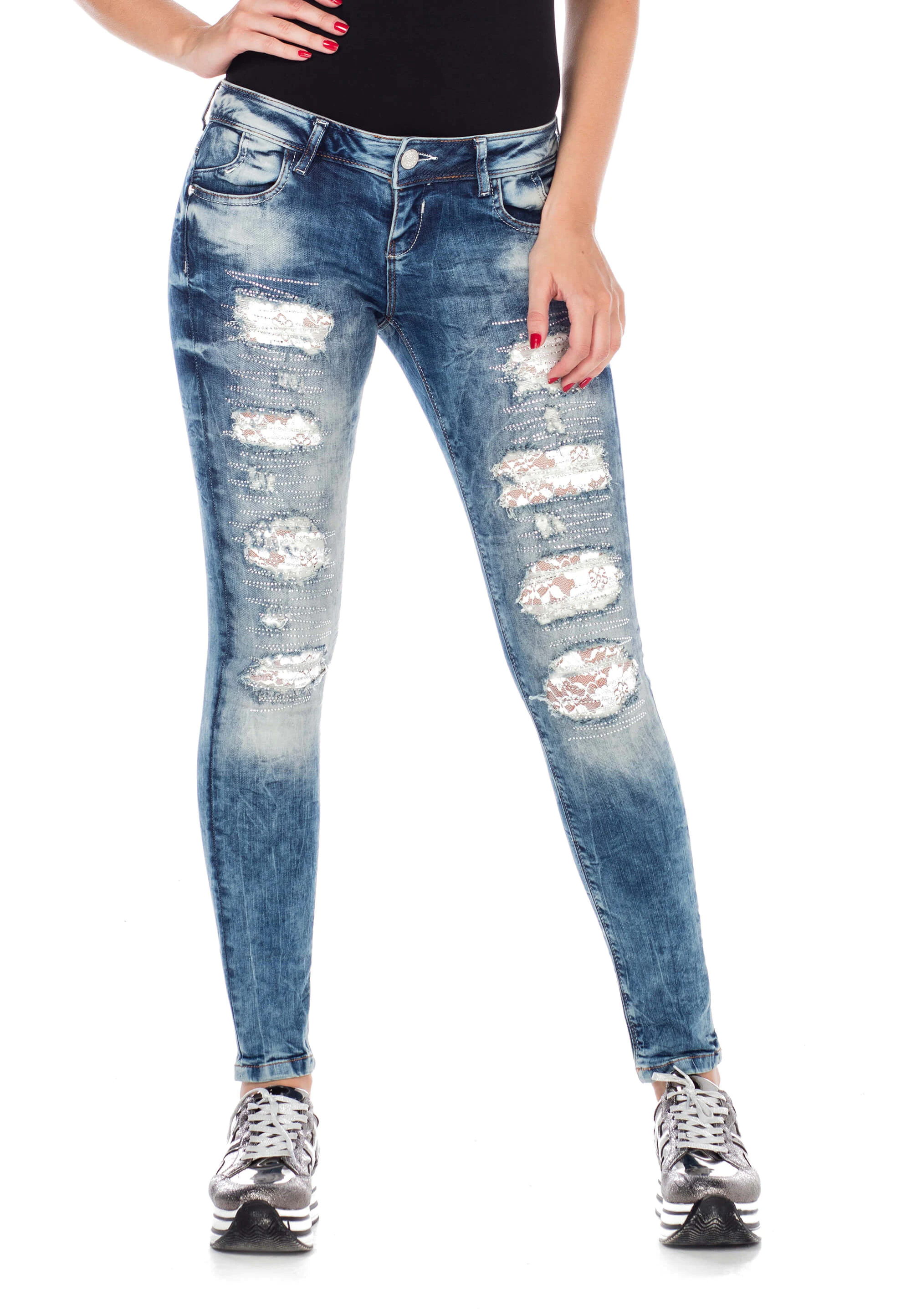 Cipo & Baxx Slim-fit-Jeans, mit Glitzer-Elementen im Slim-Fit günstig online kaufen