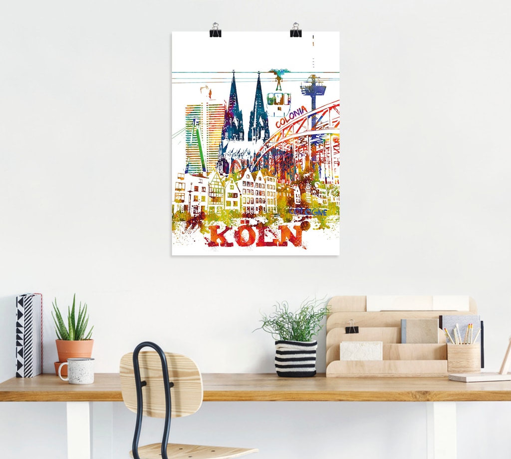 Artland Leinwandbild »Köln Dom Grafik«, Köln, (1 St.), auf Keilrahmen gespa günstig online kaufen