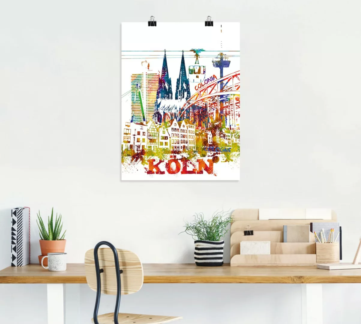 Artland Leinwandbild "Köln Dom Grafik", Köln, (1 St.), auf Keilrahmen gespa günstig online kaufen
