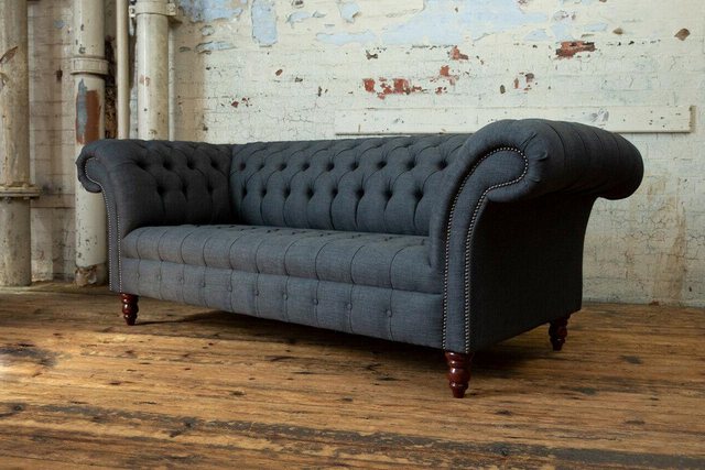 Xlmoebel 3-Sitzer Neu Chesterfield Schwarzes Sofa Polster 3-Sitzer Couch Ga günstig online kaufen