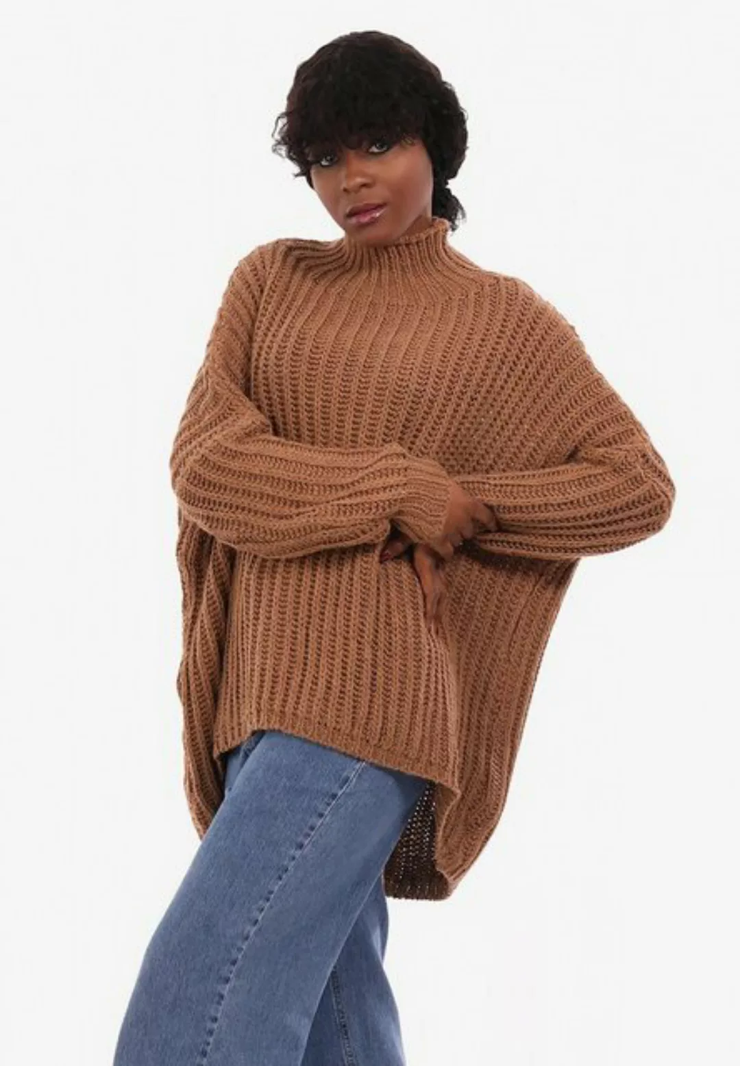 YC Fashion & Style Longpullover Oversized Pullover Grobstrick Vokuhila Swea günstig online kaufen