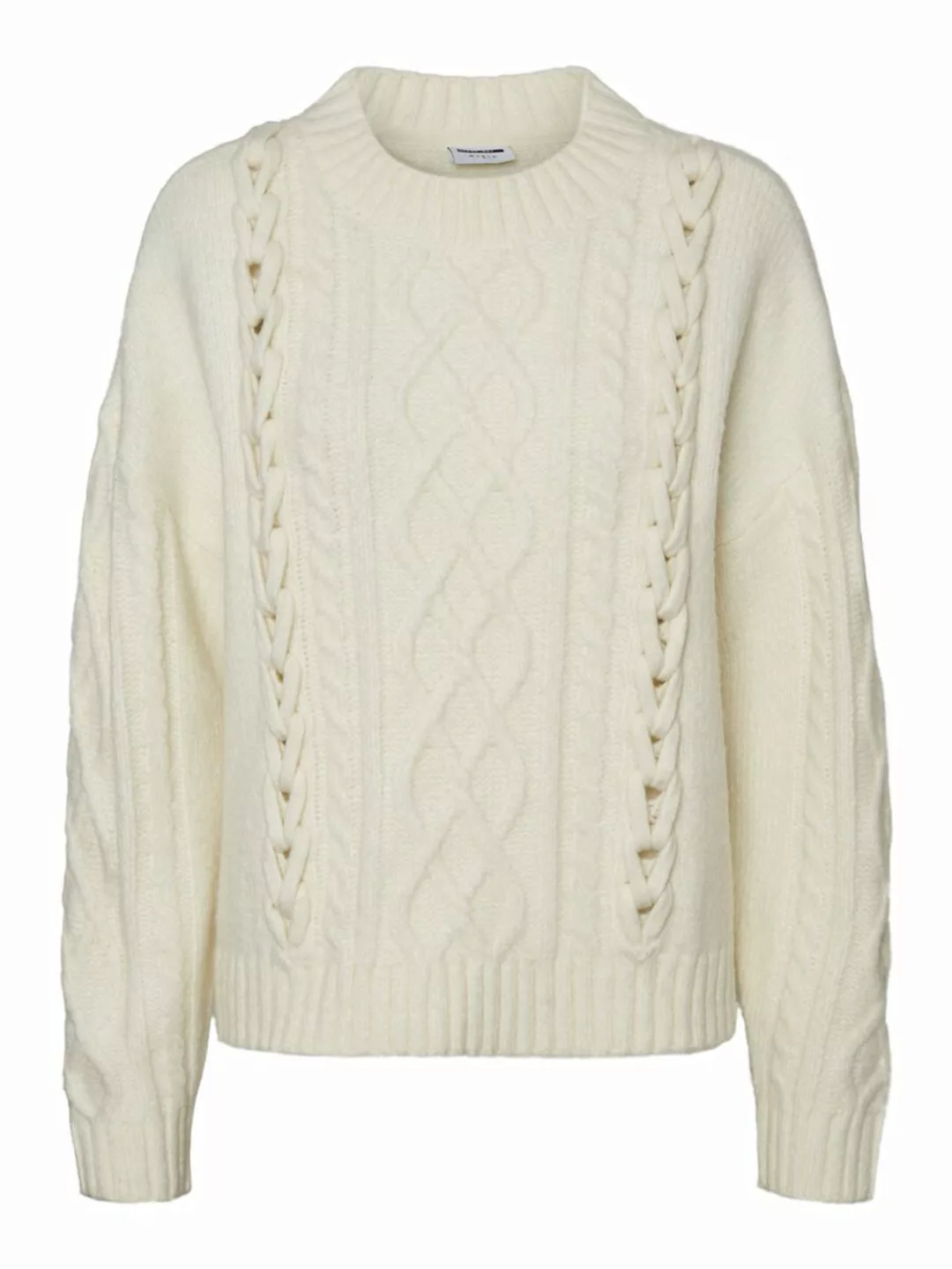 NOISY MAY Grobstrick Zopfstrickmuster Pullover Damen White günstig online kaufen