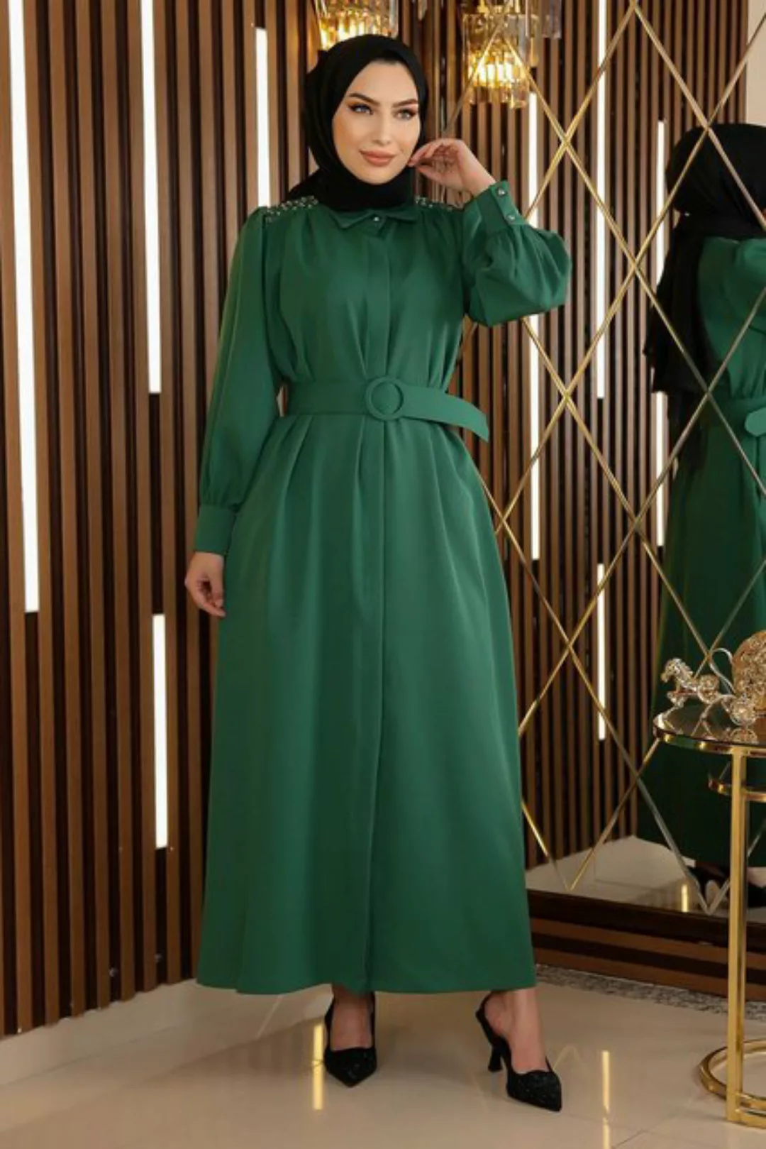 MODAMİHRAM Maxikleid Stein Detail Gürtelkleid günstig online kaufen