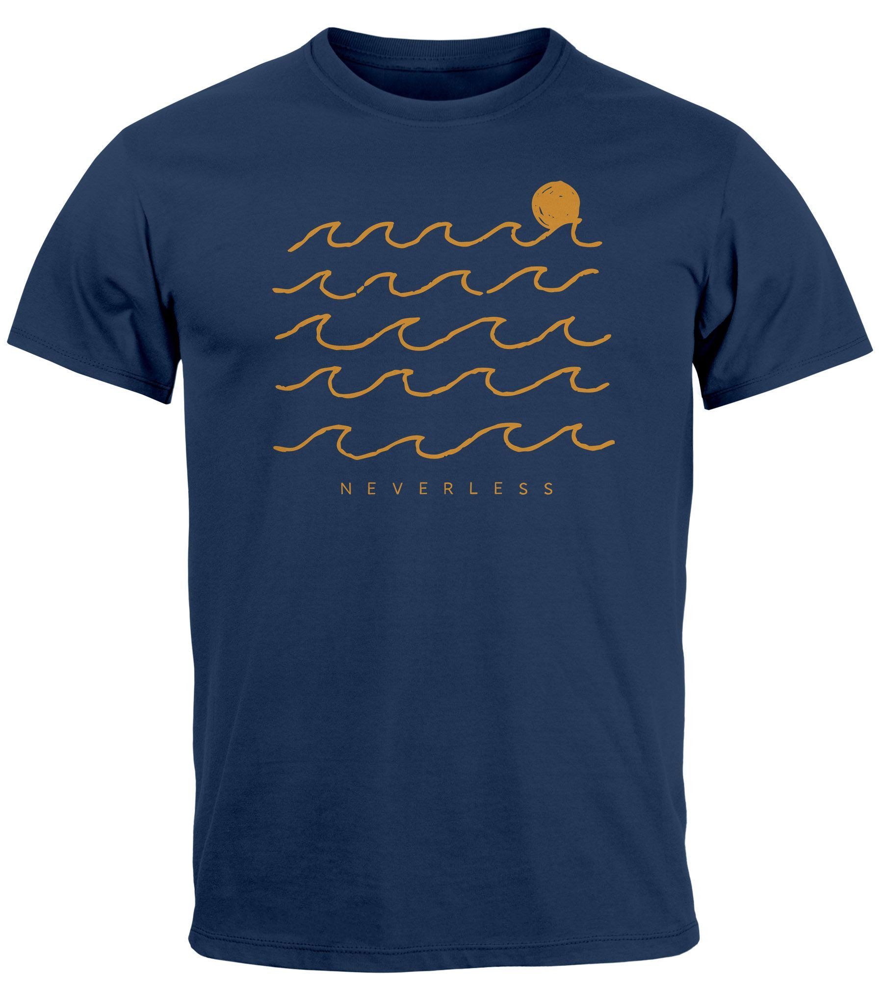 Neverless Print-Shirt Herren T-Shirt Frontprint Wellen günstig online kaufen