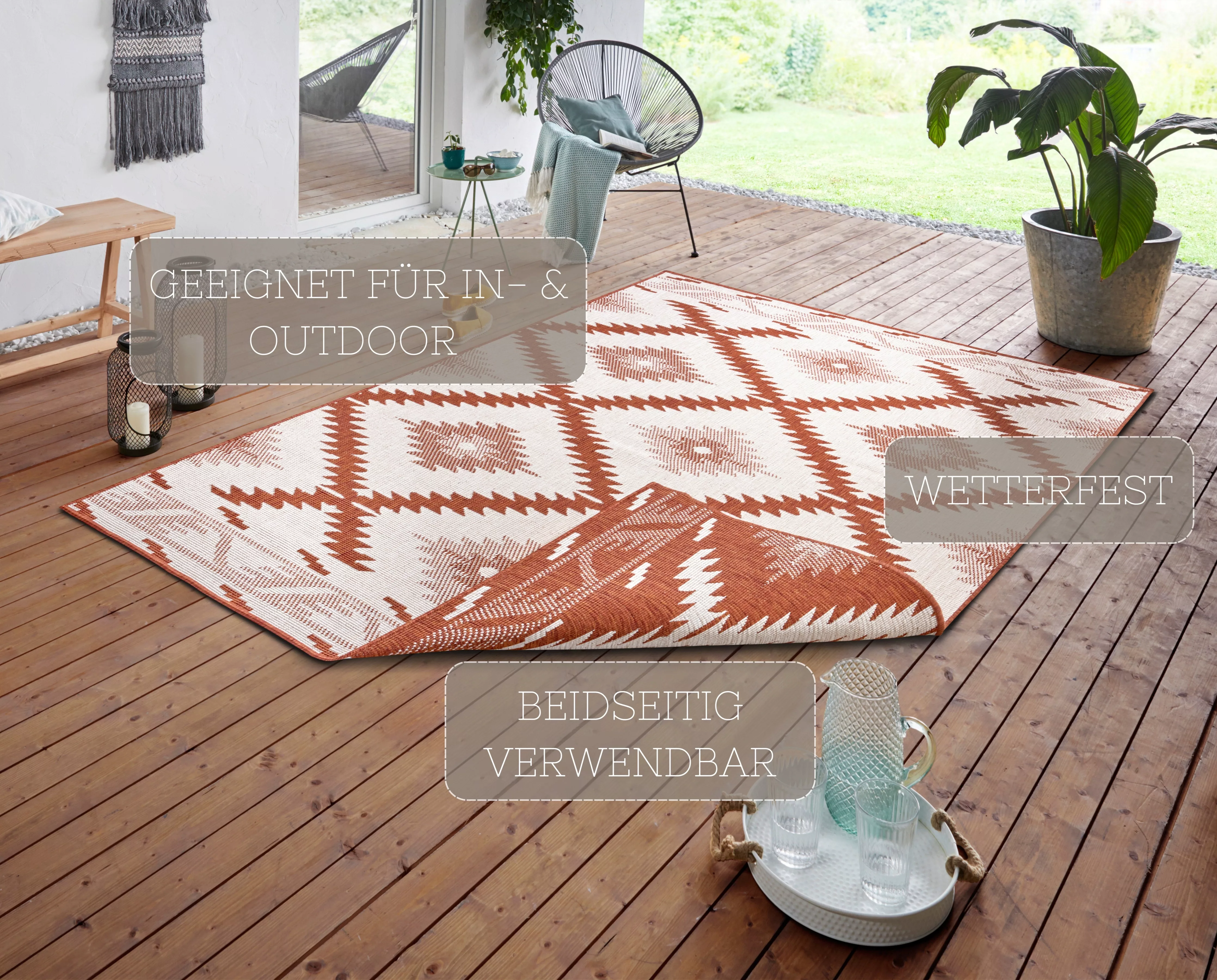 NORTHRUGS Teppich »Malibu Wendeteppich«, rechteckig, 5 mm Höhe, In-& Outdoo günstig online kaufen