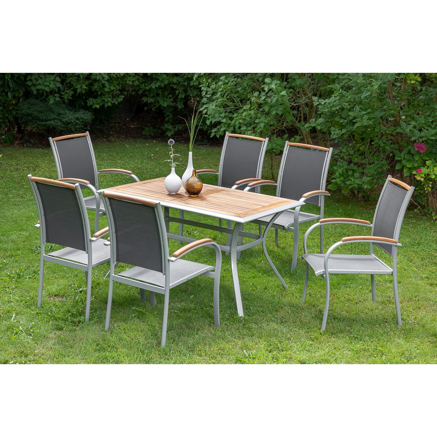 Merxx Siena Set 7-tlg. 6 Stapelsessle Gartentisch 140 x 80 cm günstig online kaufen