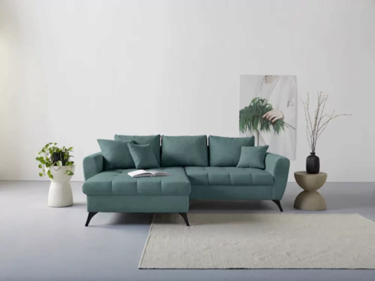 INOSIGN Ecksofa "Lörby L-Form", auch mit Aqua clean-Bezug, feine Steppung i günstig online kaufen