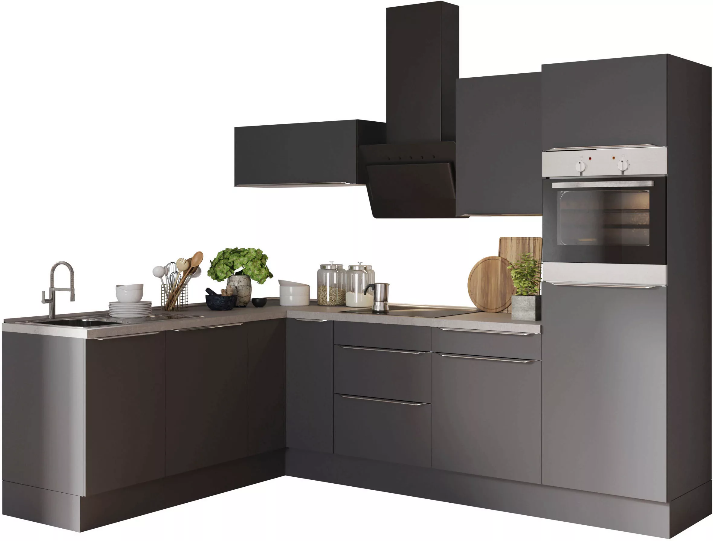 OPTIFIT Winkelküche "Aken", mit E-Geräten, Stellbreite 200 x 270 cm günstig online kaufen