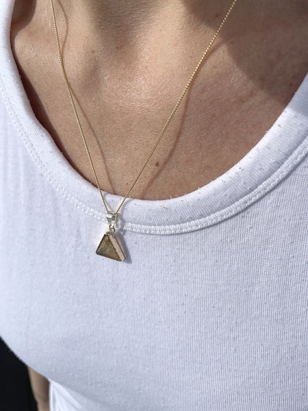 Zitrin Aufrechtes Dreieck Halskette, Vergoldet günstig online kaufen