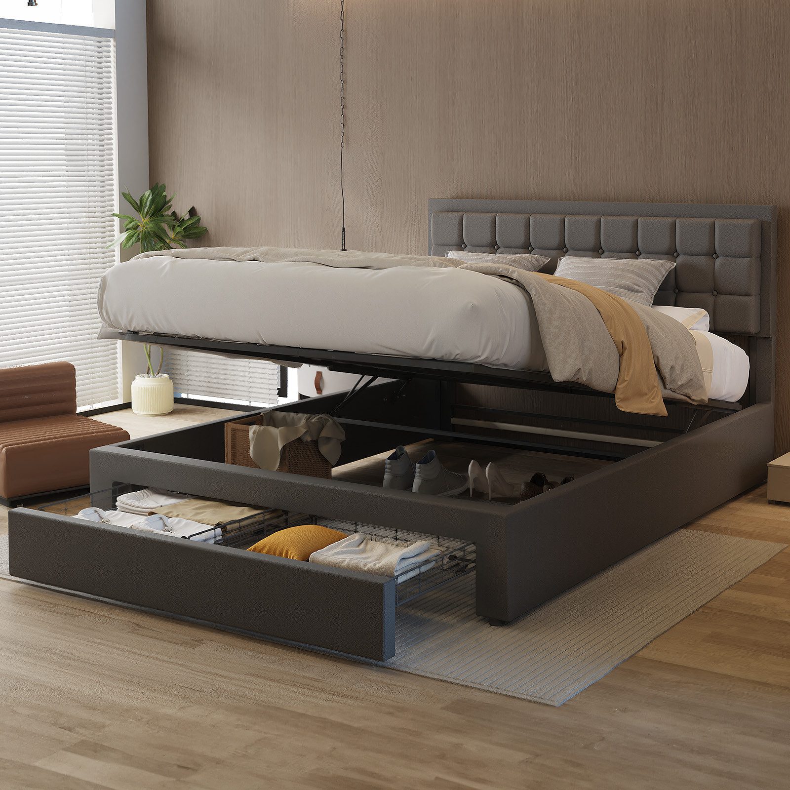 oyajia Polsterbett Doppelbett Polsterbett 140x200cm, Luftdruck günstig online kaufen