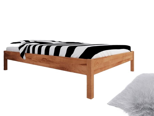 Natur24 Einzelbett Bett Bento 1 Sonderlänge 140x210 Kernbuche o. Kopfteil m günstig online kaufen