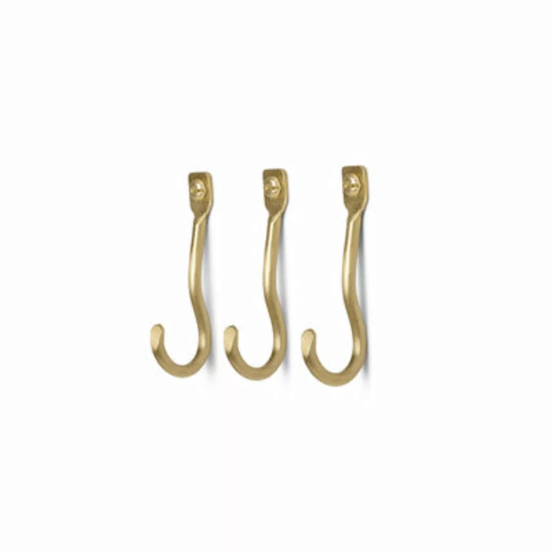 Wandhaken Curvature gold metall / 3er-Set - Messing - Ferm Living - Metall günstig online kaufen