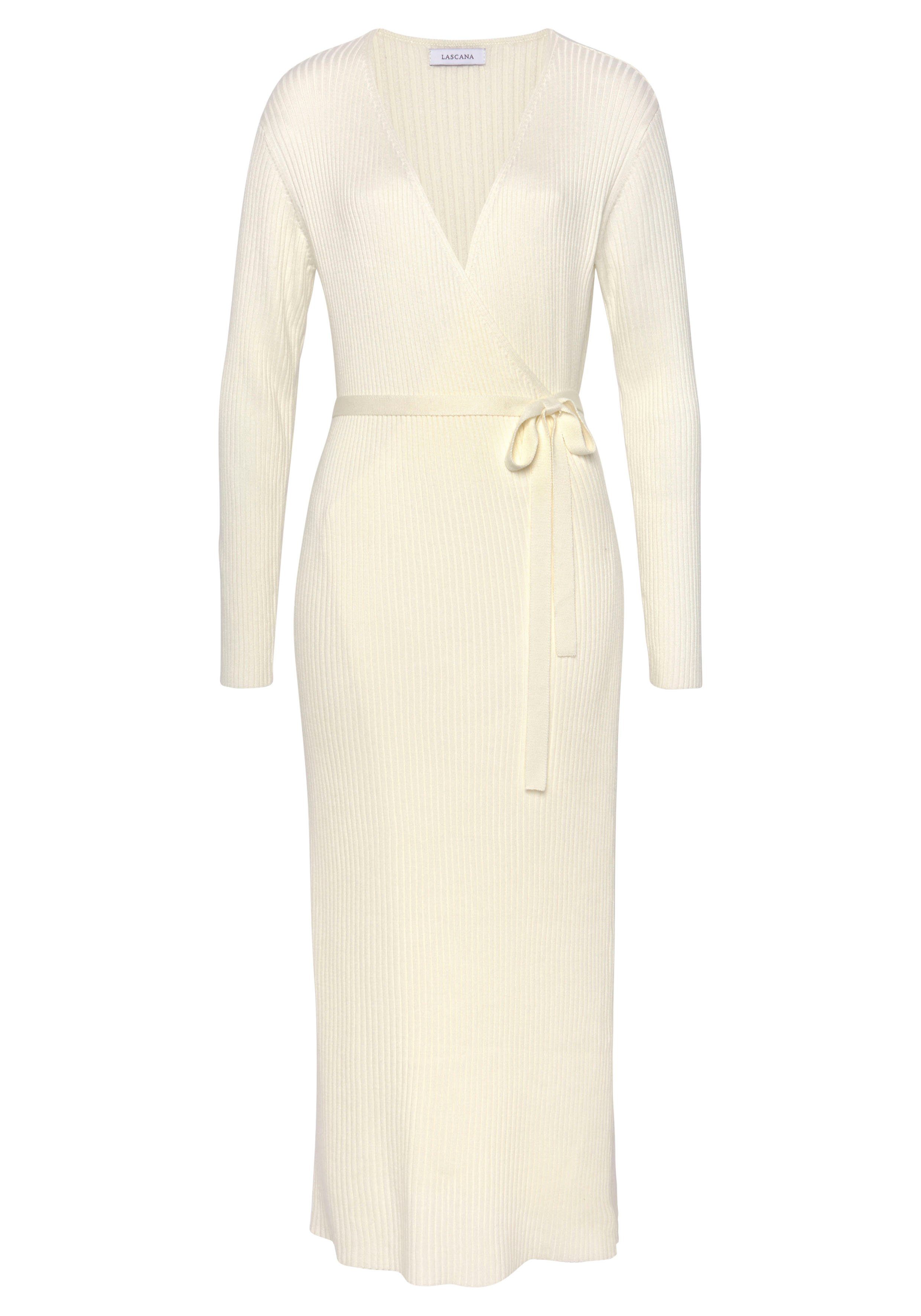 LASCANA Strickkleid, Loungekleid zum wickeln mit Taillengürtel, Loungewear günstig online kaufen