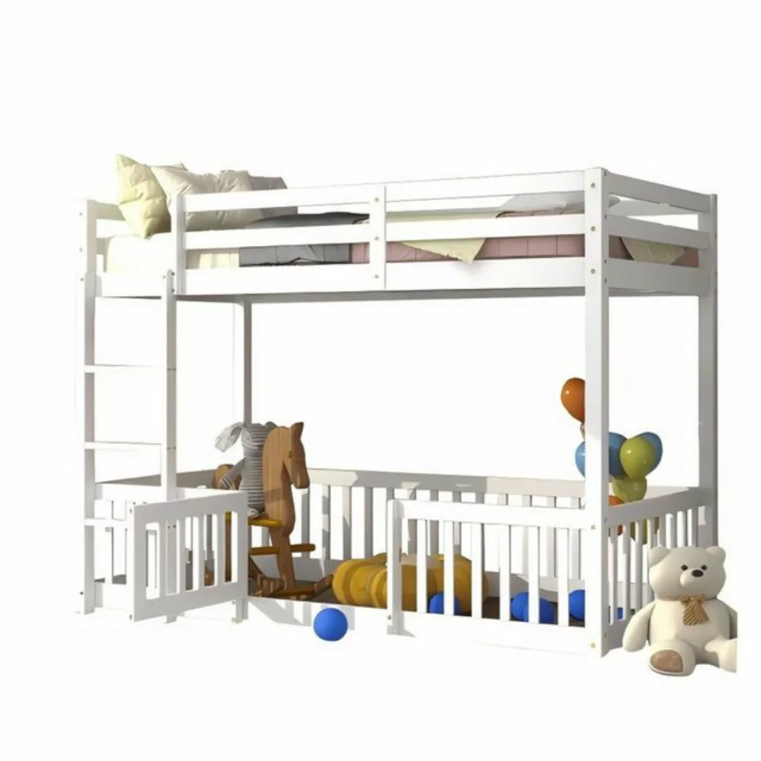 Odikalo Kinderbett Etagenbett m.Treppe, Zäune,Türchen, mit Fallschutz,Gitte günstig online kaufen