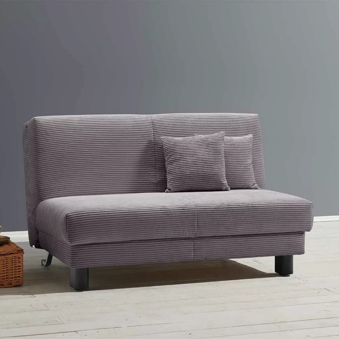 Futonschlafsofa grau Cord mit zwei Sitzplätzen 145 cm breit günstig online kaufen