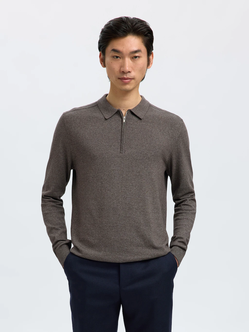 SELECTED HOMME Polokragenpullover "SLHBERG LS HALF ZIP POLO NOOS" günstig online kaufen