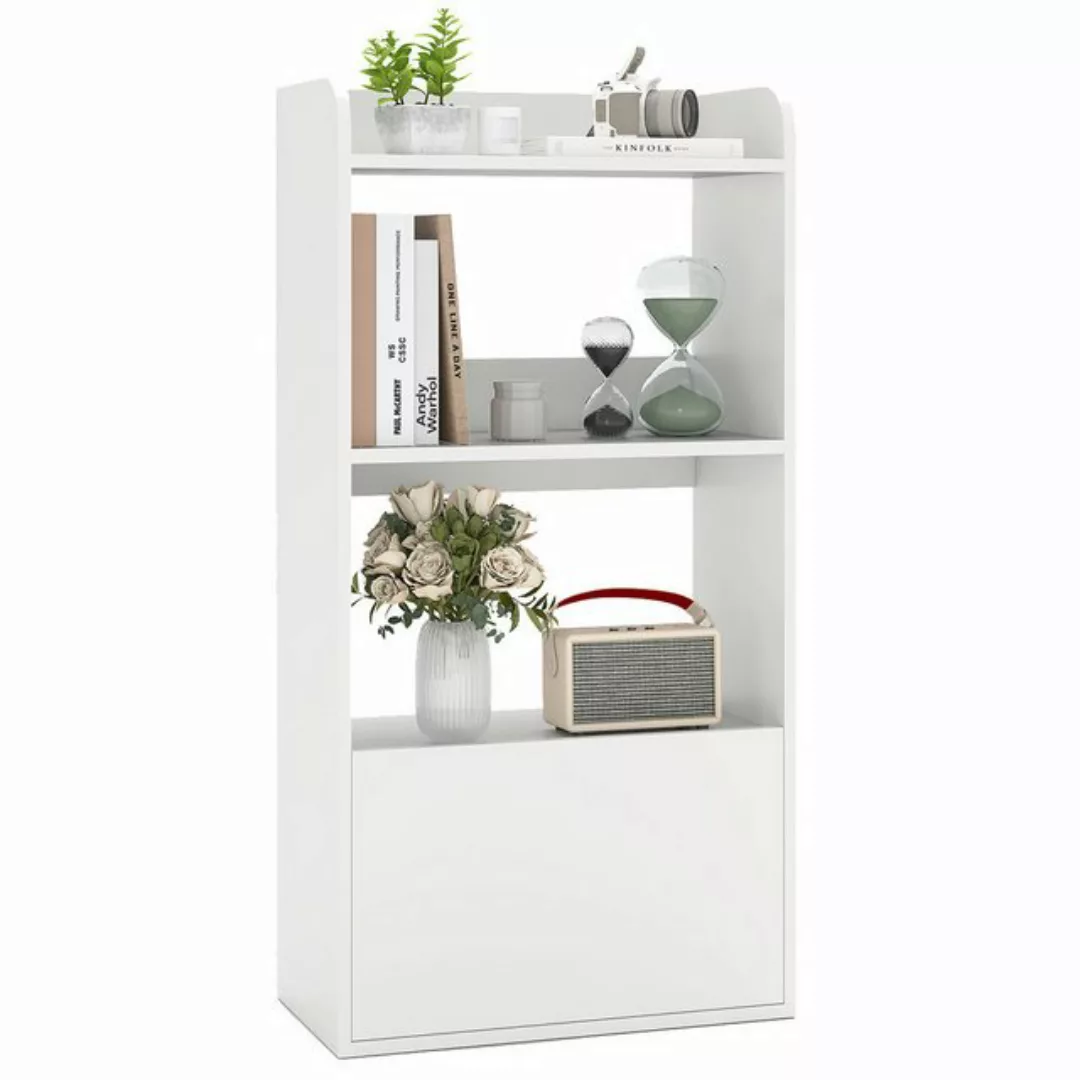 COSTWAY Bücherregal, mit Schublade, 2 Fächern, Standregal Holz 55x29x105cm günstig online kaufen