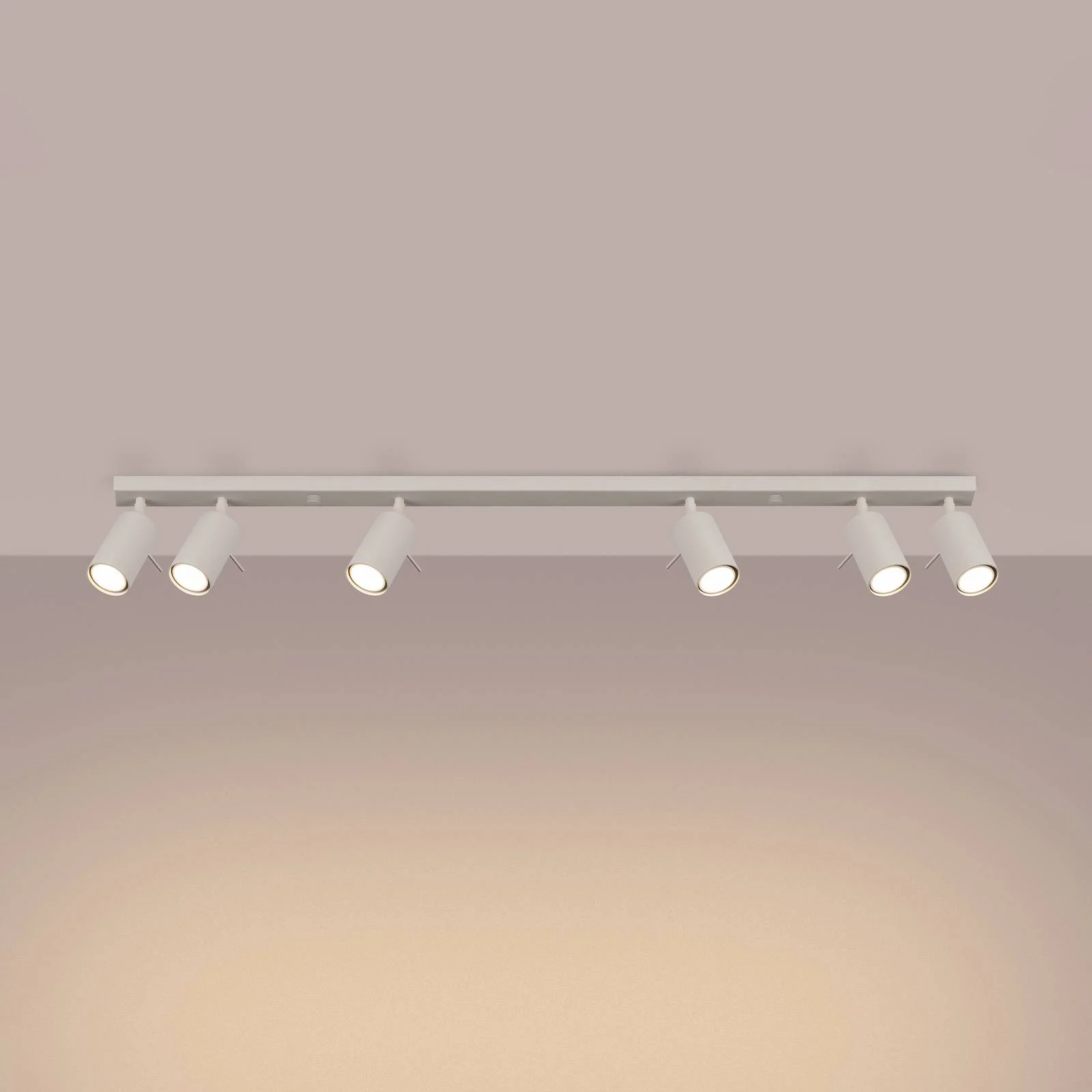 Deckenstrahler Ring, beige, Länge 117 cm, Stahl, 6-flg. günstig online kaufen