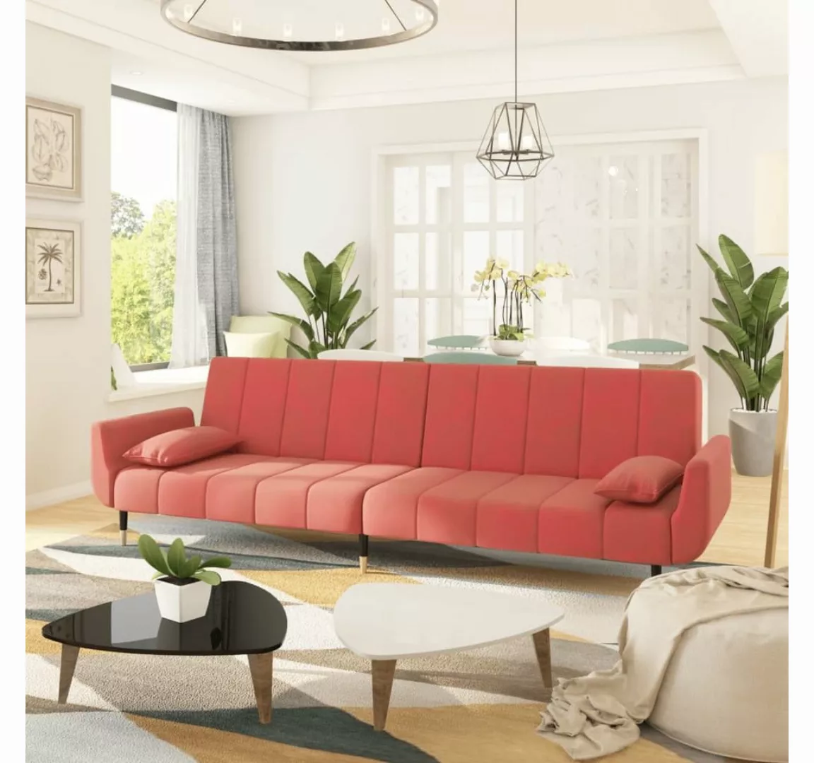 vidaXL Sofa aus Samt in Rosa, L/B/H: 220x100x52 cm günstig online kaufen