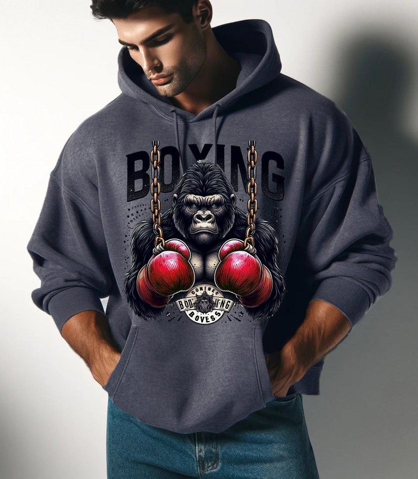 RMK Hoodie Herren Pullover Kapuzenpullover Langarm Boxen Gym Gorilla mit Ka günstig online kaufen