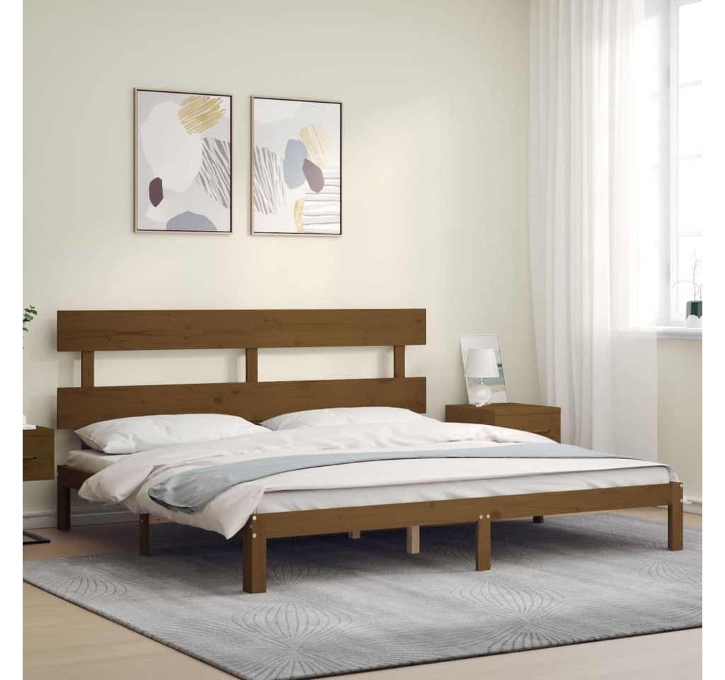 vidaXL Bett Massivholzbett mit Kopfteil Honigbraun 200x200 cm günstig online kaufen