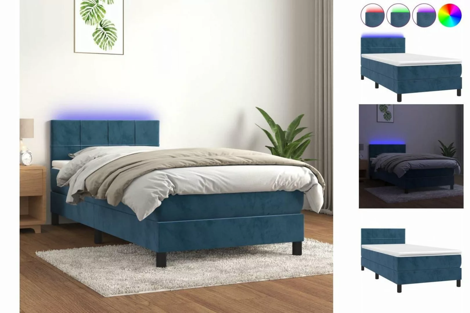 vidaXL Boxspringbett Bett Boxspringbett mit Matratze & LED Samt (100 x 200 günstig online kaufen