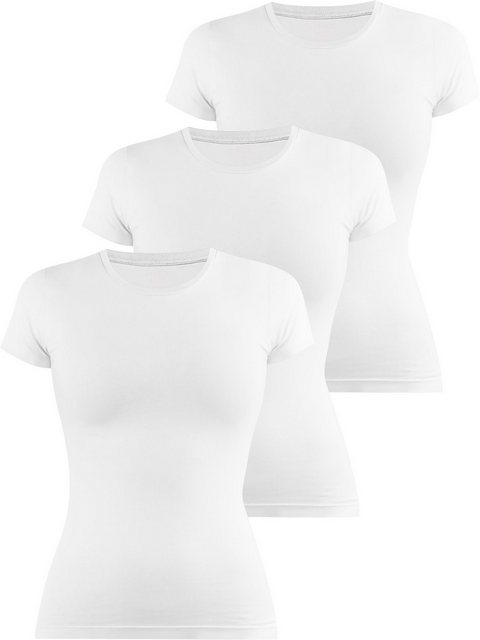 Janice Kurzarmshirt 3 x Damen T-Shirt hochgeschlossen Nice Figurbetontes Sh günstig online kaufen