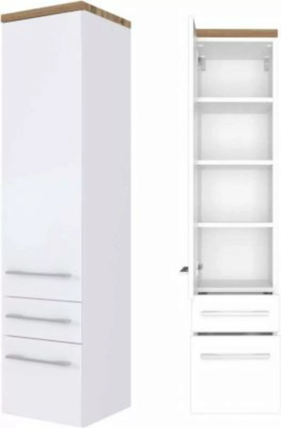 Lomadox Badmöbel Midischrank Hochschrank 30 cm TAREE-03 in matt weiß günstig online kaufen