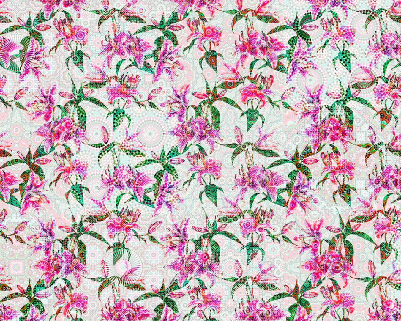 Fototapete "mosaic lilies2" 4,00x2,70 m / Glattvlies Perlmutt günstig online kaufen