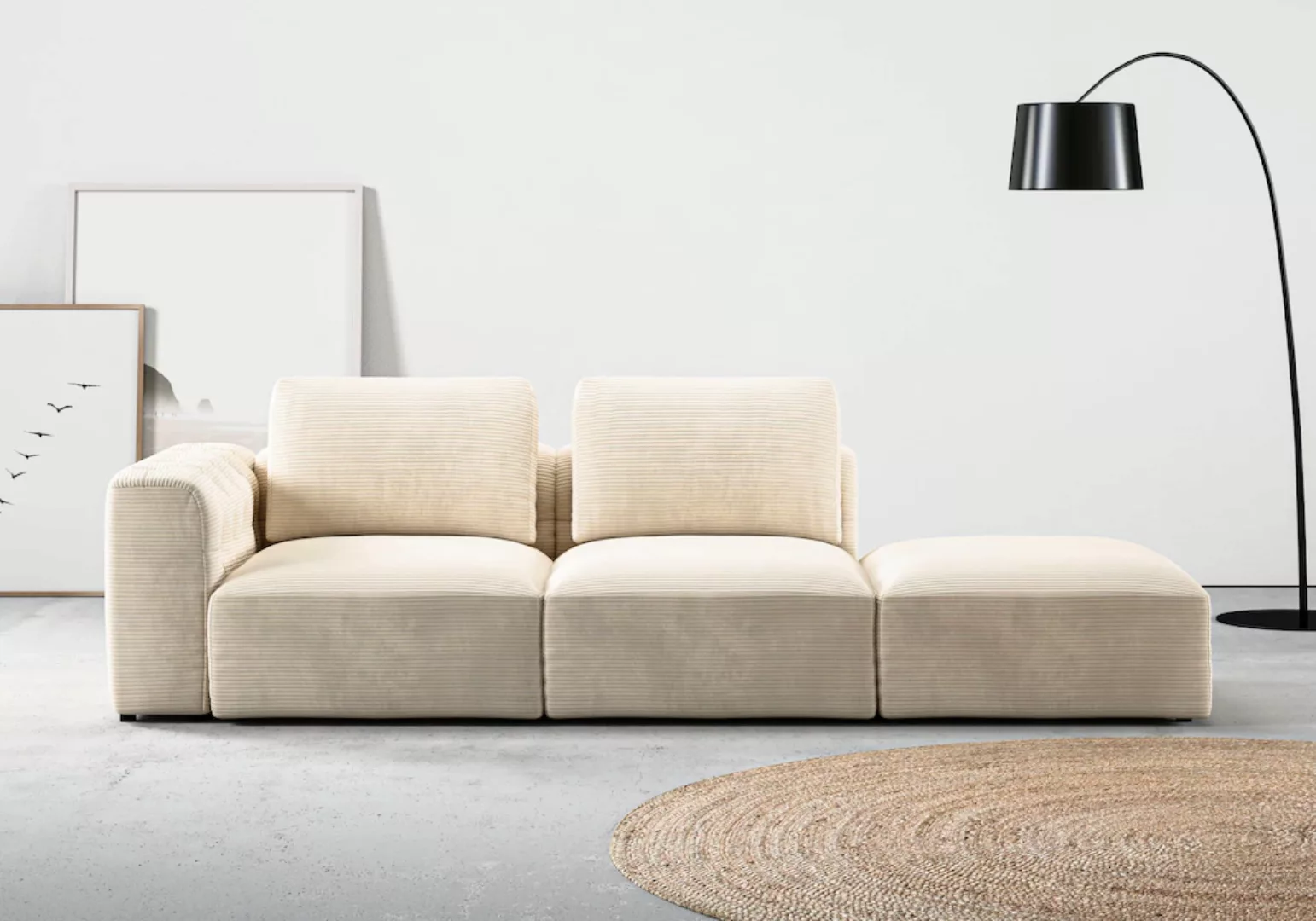 RAUM.ID Chaiselongue "Cushid", Modul-Sofa, bestehend aus 2-Sitzer und Hocke günstig online kaufen