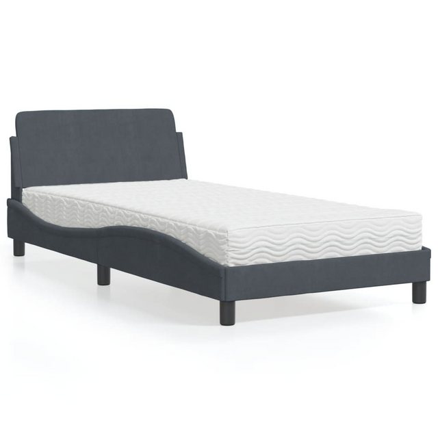 vidaXL Bett Bett mit Matratze Dunkelgrau 100x200 cm Samt günstig online kaufen