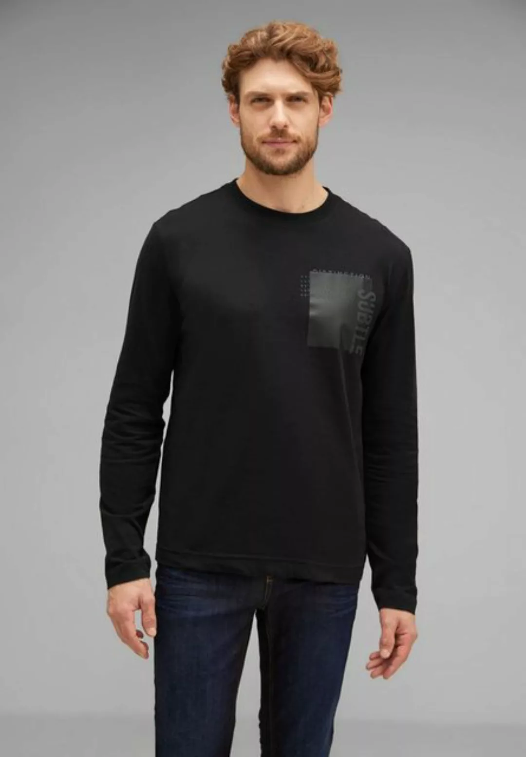 STREET ONE MEN Langarmshirt mit Rundhalsausschnitt günstig online kaufen