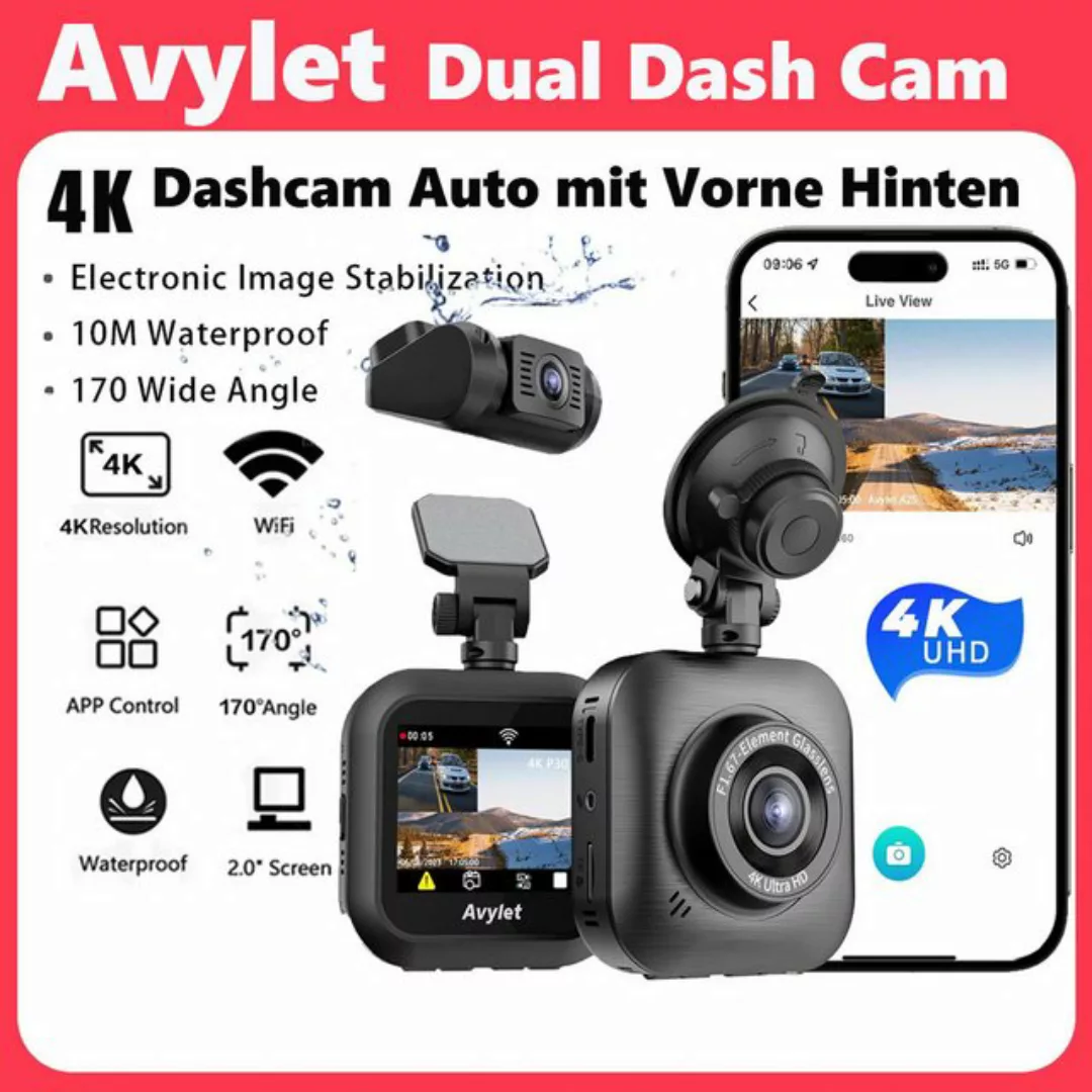Avylet Dashcam Auto mit Vorne Hinten 4K/1080P, WiFi Autokamera Dashcam (216 günstig online kaufen