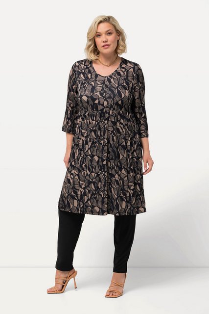 Ulla Popken Maxikleid Longshirt A-Linie Tunika-Ausschnitt 3/4-Arm günstig online kaufen