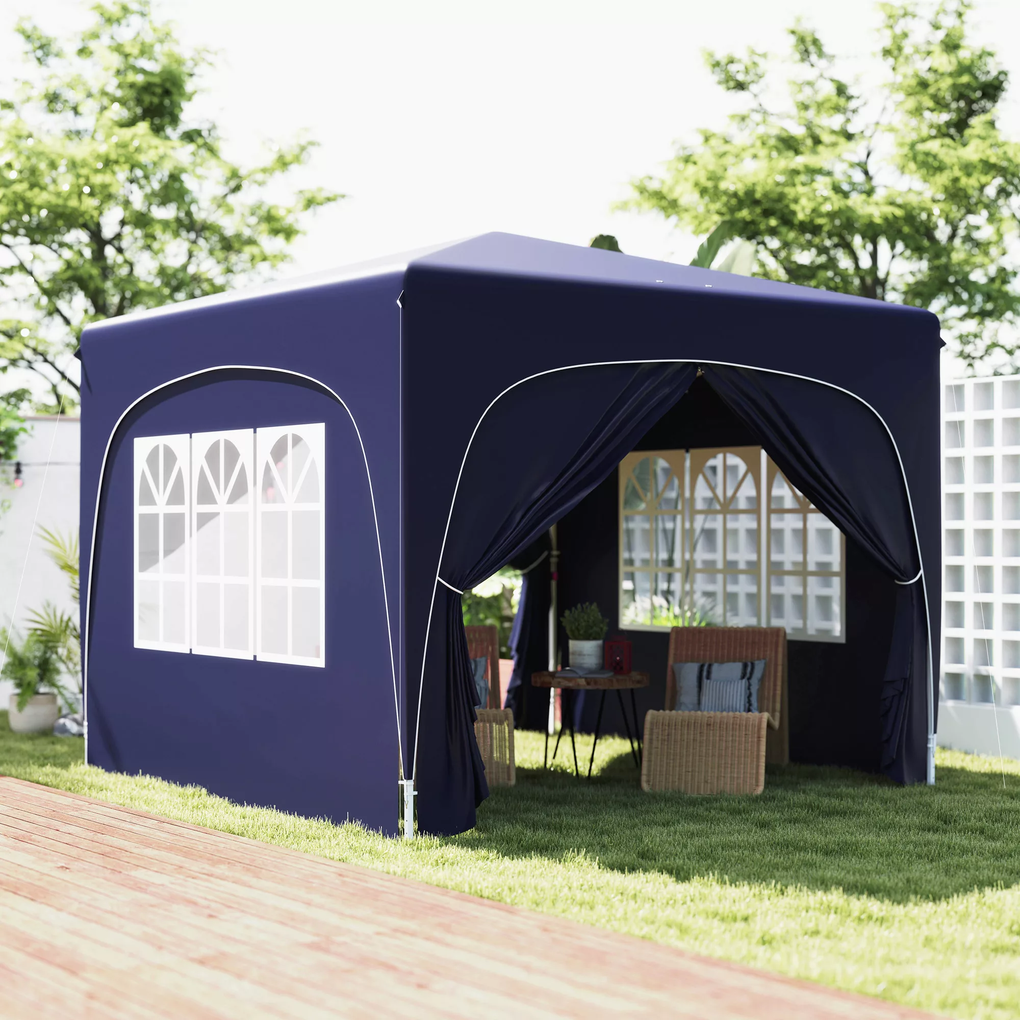 Outsunny Pavillon 3x3m, wasserabweisend Stabil Winterfest Pop-up Faltpavill günstig online kaufen