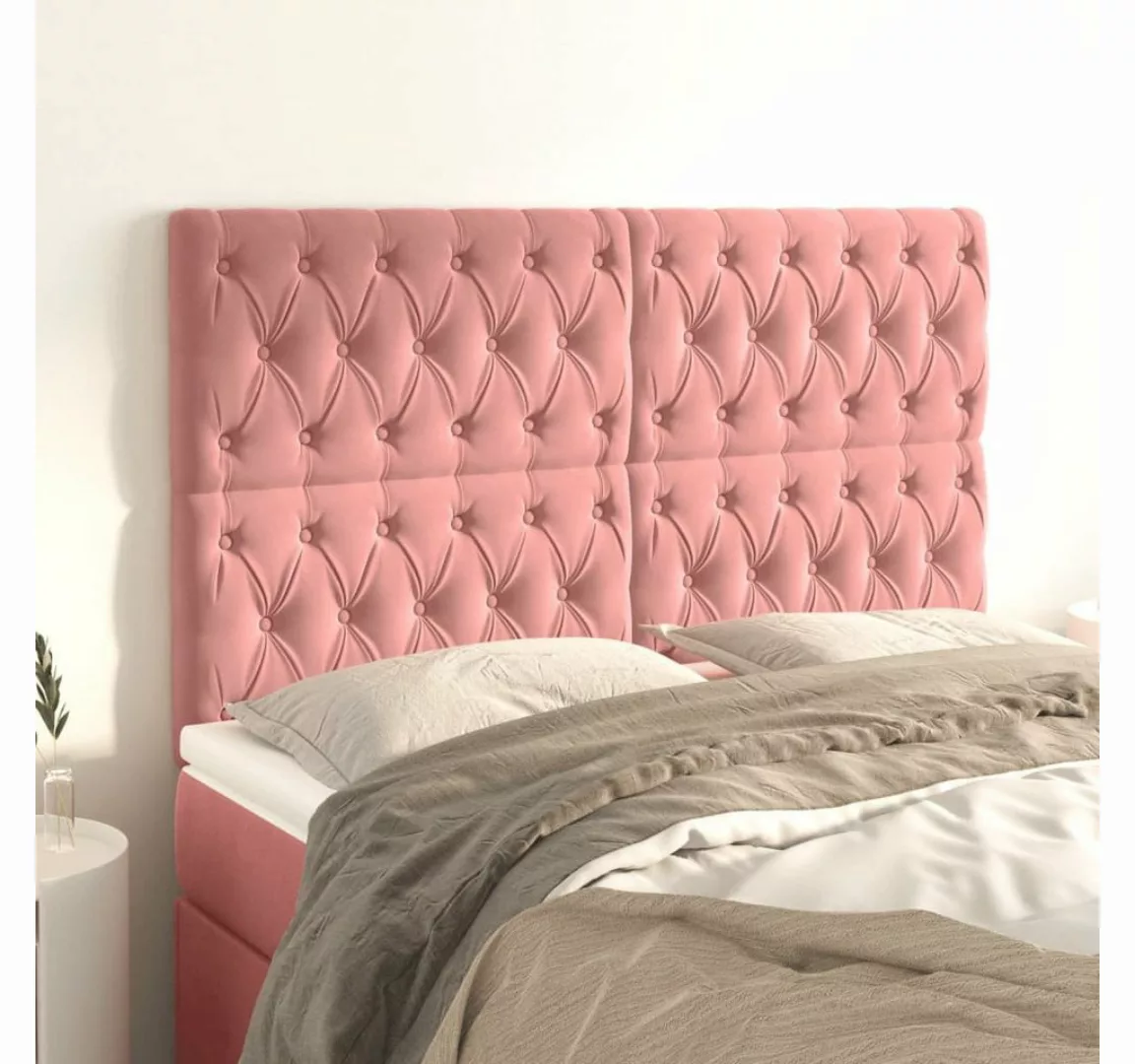 vidaXL Bett, Kopfteile 4 Stk. Rosa 80x7x78/88 cm Samt günstig online kaufen