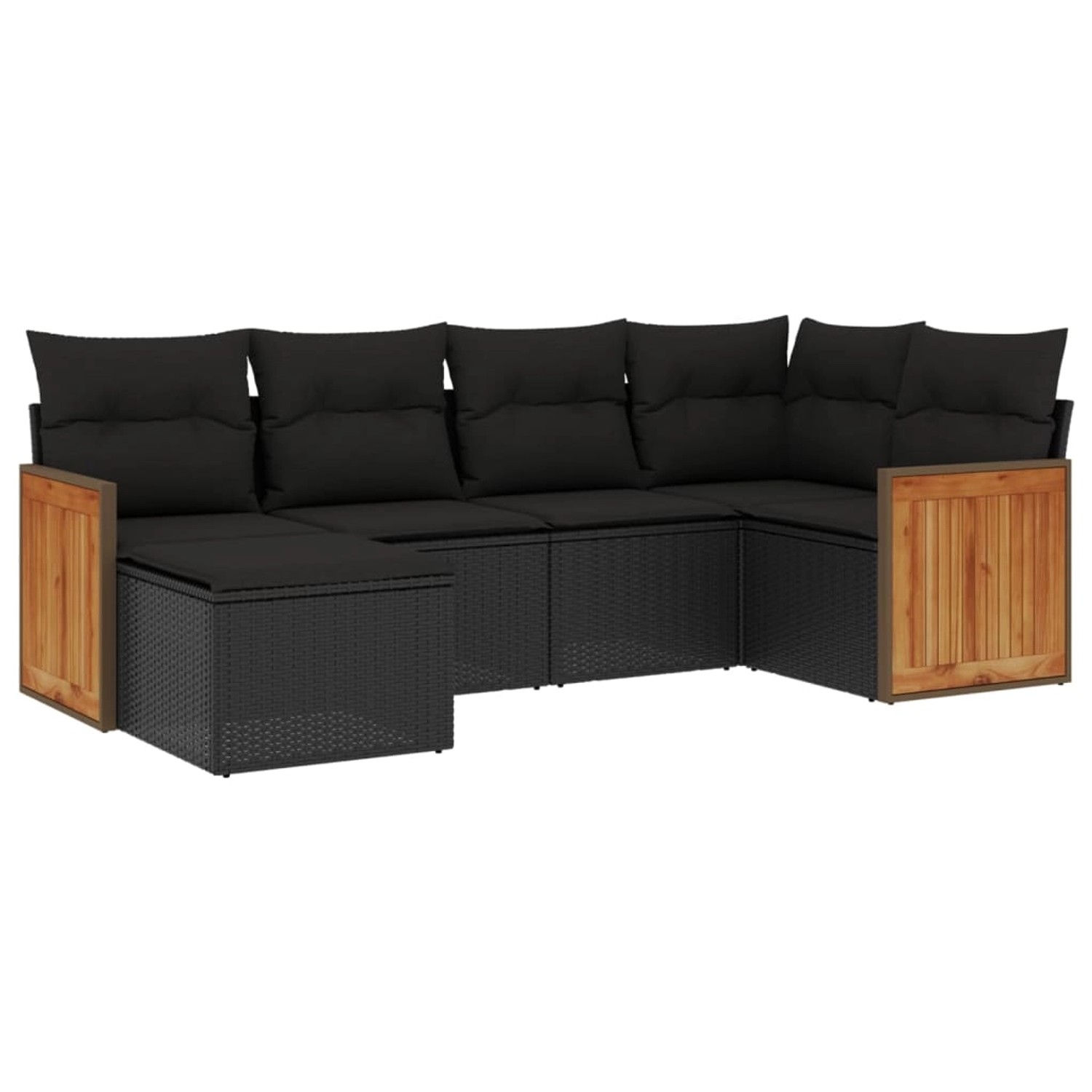 vidaXL 6-Tlg Garten-Sofagarnitur mit Kissen Schwarz Poly Rattan 3260256 günstig online kaufen